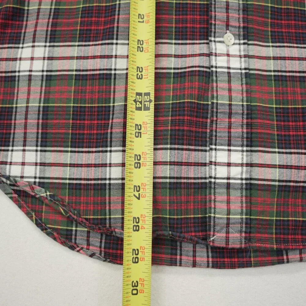 Polo Ralph Lauren Button Shirt‎ Medium Red Plaid Green Pony Long Sleeve Oxford